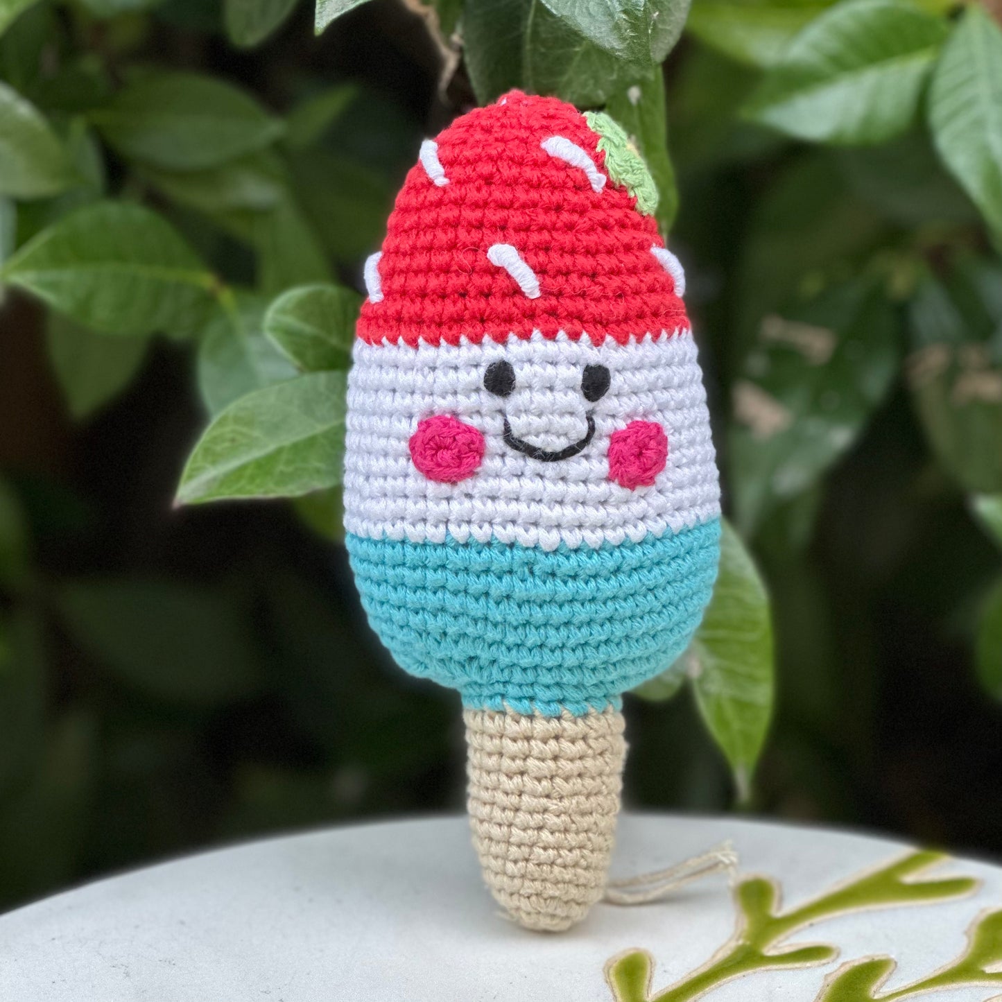 Icecream Rattle - Red, Blue & White